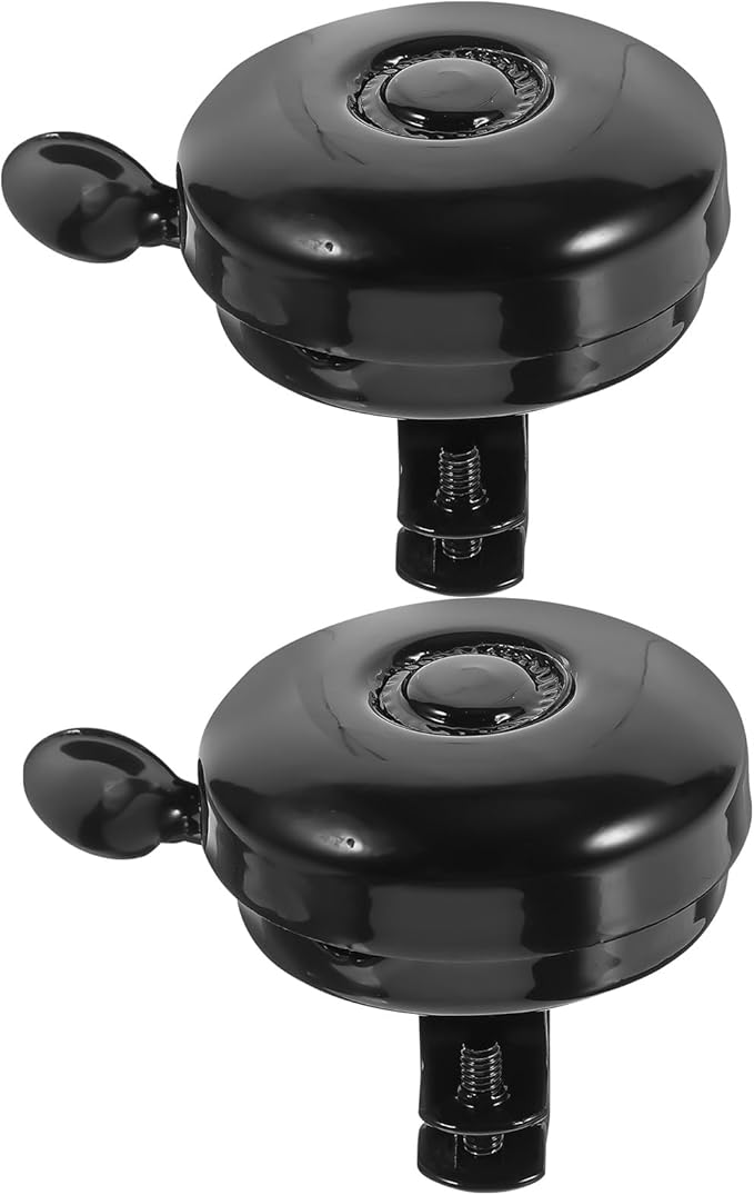 FRCOLOR 2pcs Vintage Bicycle Bells Black Anti-Loss Bike Bell Set with Loud Ringing Sound for Road and Mountain Bikes, Professional Cycling Handlebar Accessories for Adults