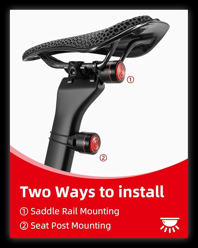 ROCKBROS Bike Tail Light Smart Brake Sensing Rear Bike Light Led Bike Lights,Type C USB Rechargeable,IPX6 Waterproof Bike Light for Night Riding