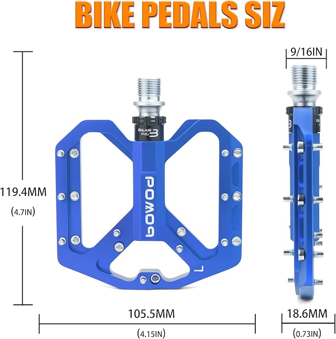 Bike Pedals 9/16" Lightweight Non-Slip Bicycle Platform Pedals - Fits Most Adult Bikes & Mountain Bikes &MTB, Road Bikes and Slip-Resistant Design
