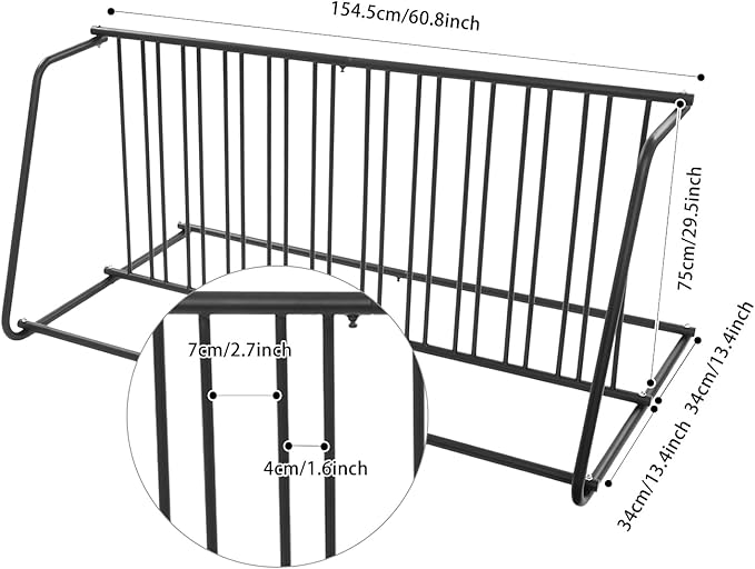 11 Slots Floor Bike Rack Stand, Dual Sided Bicycle Storage Stand with Multiple Adaptive Parking Slots and Complete Accessories, Commercial Tactile-Safe Floor Bike Rack Stand (Black)