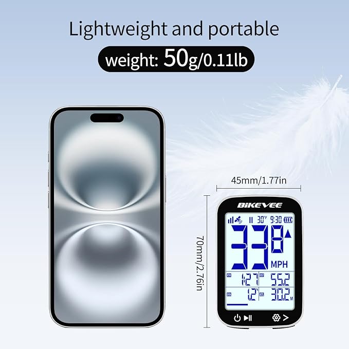 Bike Speedometer GPS Wireless Cycling Computer – Auto Start/Stop, Auto Backlight, Waterproof Bicycle Odometer MPH KM/H, 2.4" LCD Display