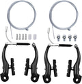 2 Pairs Bike Brakes, Universal Complete V Bike Brakes Set, Mountain Bike Replacement for Most Bicycle,Road Bike Brakes Cables with Front Back Wheels End Caps,End Ferrules -Black