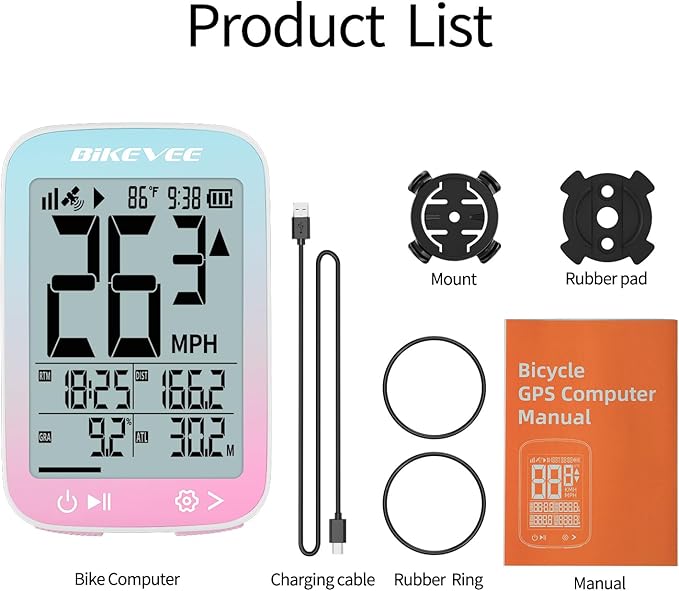 Bike Speedometer GPS Wireless Cycling Computer – Auto Start/Stop, Auto Backlight, Waterproof Bicycle Odometer MPH KM/H, 2.4" LCD Display