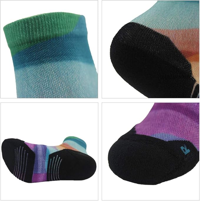 HUSO Unisex Digital Printed Athletic Quarter Running Socks 2,3,4,6,11 Pairs