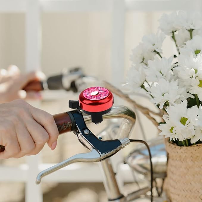 WIRESTER Red Aluminum Round Bike Bell, Classic Ring Bicycle Bell, Bike Accessories Bell Ring for Adults Kids Girls Boys