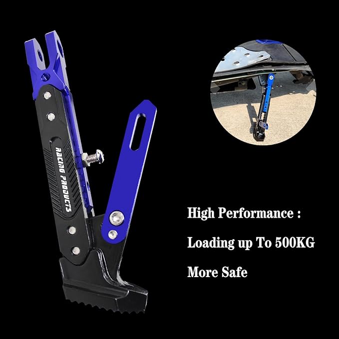 Motorcycle Universal Kickstand Adjustable Modified CNC Aluminum Alloy Adjustable Tripod Holder Kickstand Foot Side Support Stand Motor Scooter Motorbike Motocross Electric Dit Pit Bike （Red) (Blue)