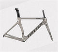 Carbon Fiber Road Bike Frameset 46/48/50/52/54cm Wind Breaking Racing Frame Internal Routing C Brake Frame Set QR 100mm/130mm (Color : Titanium, Size : 46cm)