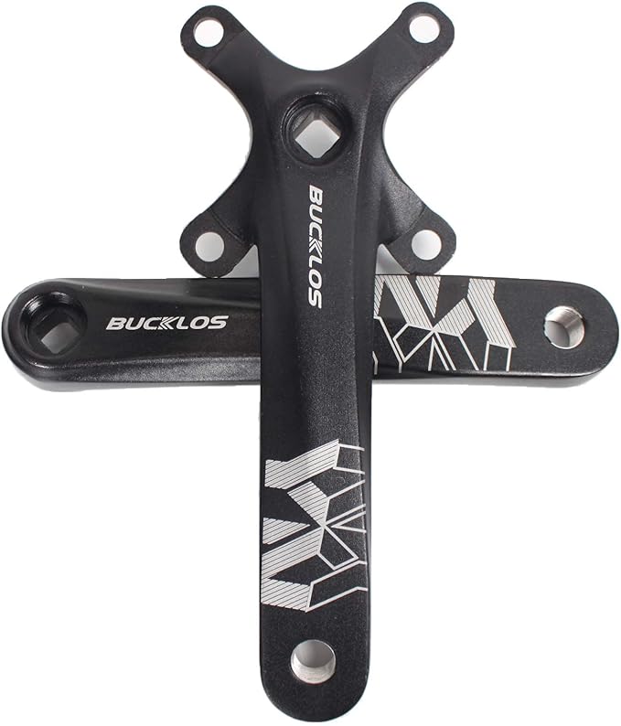 BUCKLOS MTB Mountain Bike Single Speed Square Taper Crankset -170mm Cranksets Bicycle Crank Set with 104BCD 32/34/36/38/40/42T Round/Oval Chainring Fit for Ebike/Commuter Bike
