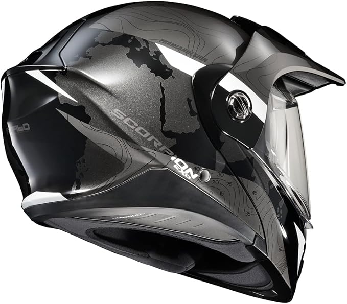 ScorpionEXO AT960 Modular Adventure Street Motorcycle Helmet with Bluetooth Ready Speaker Pockets DOT ECE Approved Topographic (White X-Large)