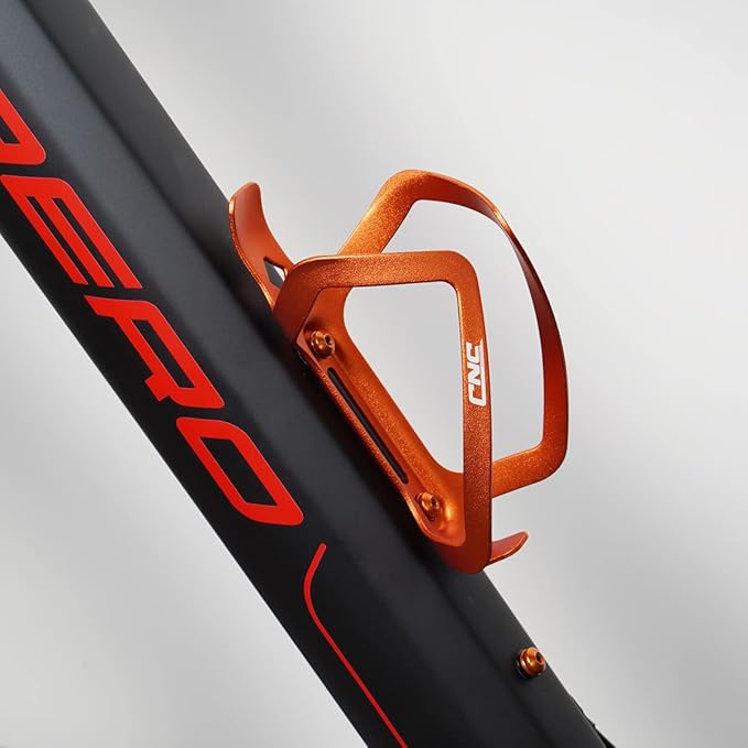 CNC Bike Water Bottle Holder, Aluminum Bike Water Bottle Cage for Road Bike/Mountain Bike 2-Pack，Orange