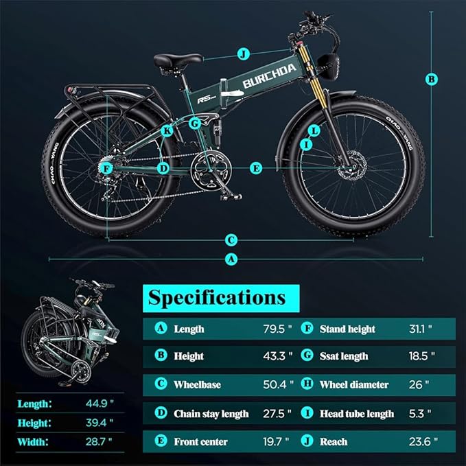 Electric Bike for Adults 1500W Peak 30 MPH E-Bike 70-140 Mile, 48V 20/40 Ah Removable Battery, 26" Fat Tire Electric Dirt Bike, Full Suspension, Dual Hydraulic Disc Brakes, 7 Speed