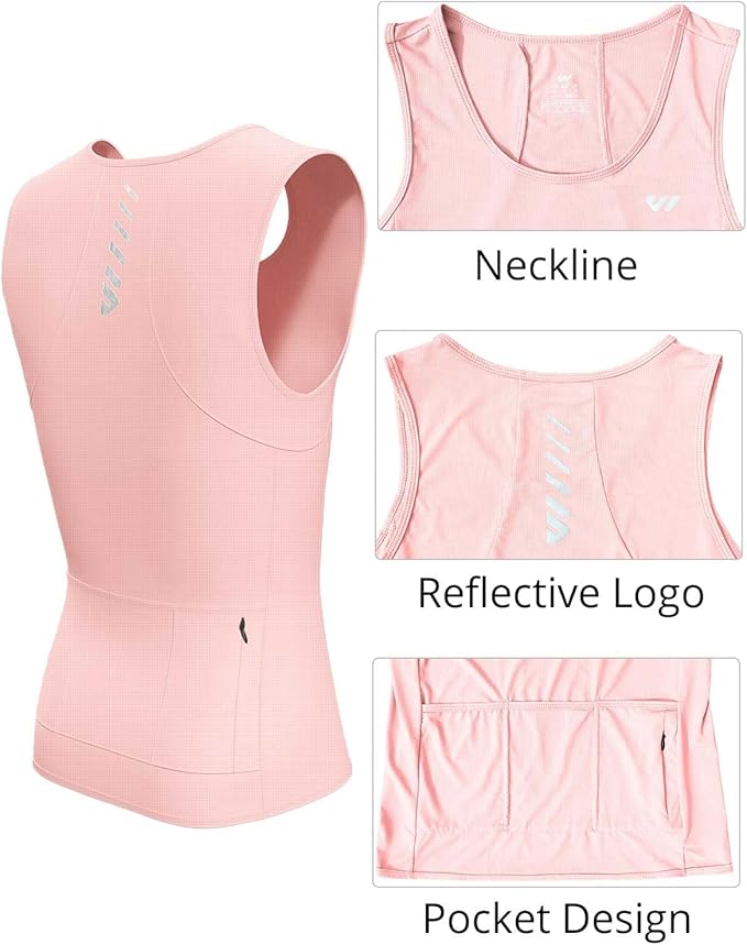 Lo.gas Sleeveless Cycling Jersey Men, Biking Base Layer Breathable and Lightweight with Back Pocket Sports Vest