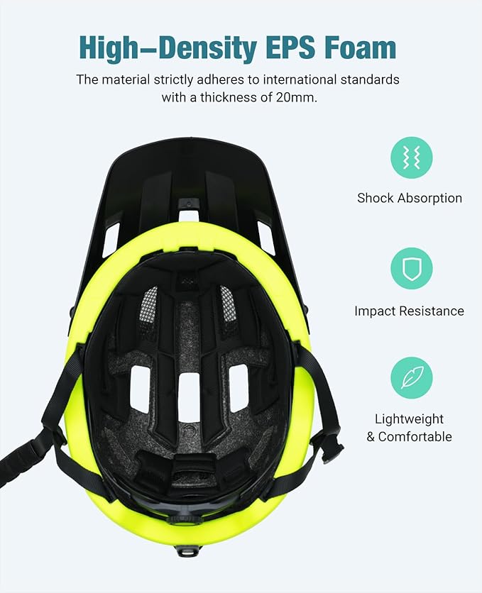 Favoto Adult Mountain Bike Helmet for Men & Women, Magnetic Buckle MTB Helmet with Removable Visor, Lightweight for Commuting & Off-Road Cycling