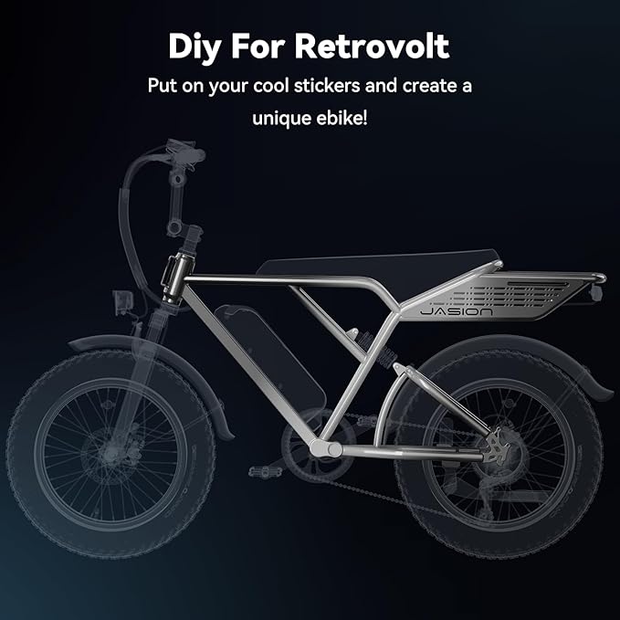 Jasion RetroVolt Electric Bike for Adults, 2000W/3000W Peak - 30/38MPH Electric Dirt Bike, 48V-52V, 13AH/20AH Battery, 70/90Miles Max Range Electric Motorcycle, 20'' X 4'' Fat Tire All-Terrain E-Bike