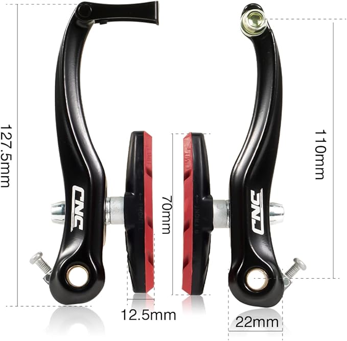 CNC V Brake Set, Bicycle Linear Pull V Brakes for Front/Rear Wheel, Long Arm 110mm, Black …
