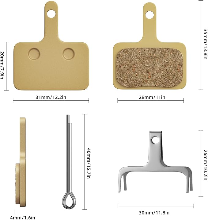 Ridstar Electric Bike Brake Pads Set - Front & Rear All-Metal Brake Pads for Q20 MINI/H20/Q20 Lite - Low Noise, High Heat Resistance, OEM Replacement Parts