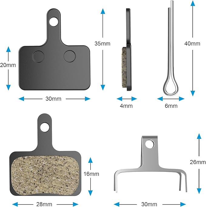 Bike Brake Pads, 4 Pairs Resin Semi-Metallic Bicycle Brake Pads, Brake Pad Fits for TRP Tektro Shimano Deore Br-M575 M515 T615 T675 M505 M416 M495 M395 M486, Disc Brake Pads for Mountain Bike