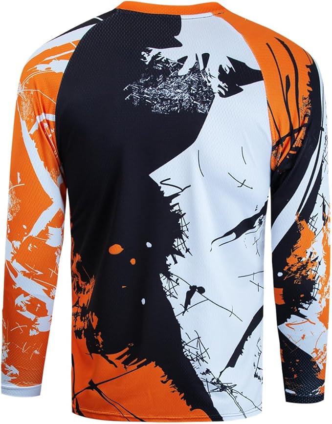 Men's Mountain Bike Jersey Long Sleeve MTB Off-Road Motocross Jersey Quick Dry Downhill&Motocross Shirts