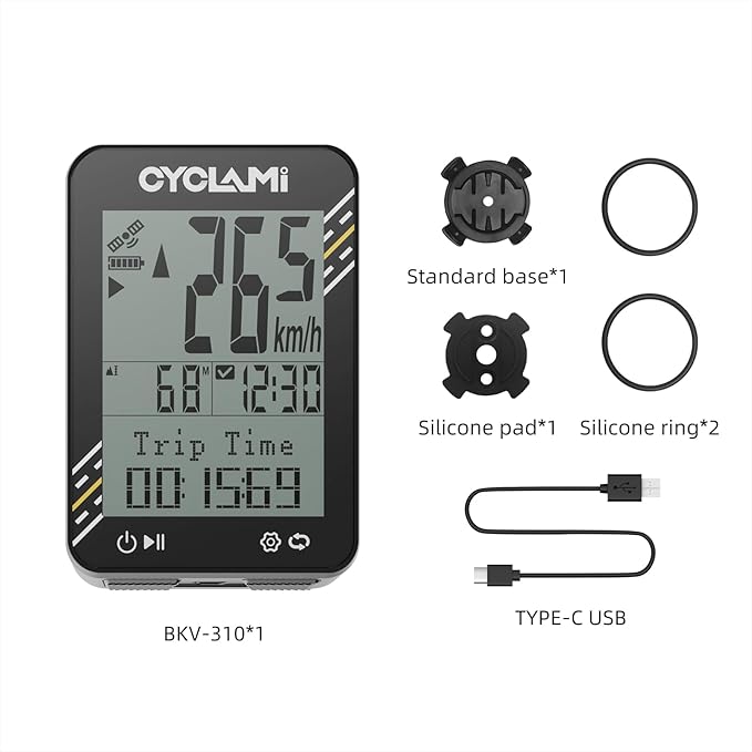 Bike Computer Wireless - 5-Satellite GPS Cycling Speedometer | 2.4" Sun-Readable Screen | 50g Ultralight | 20+H Battery IPX7 Waterproof Bicycle GPS for Road/MTB Bikes (No Bluetooth connection)