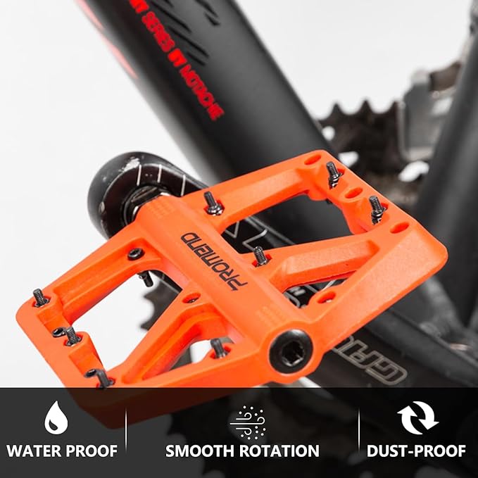 Mountain Bike Pedals - Durable Nylon DU Bearing Platform Pedals for MTB and BMX