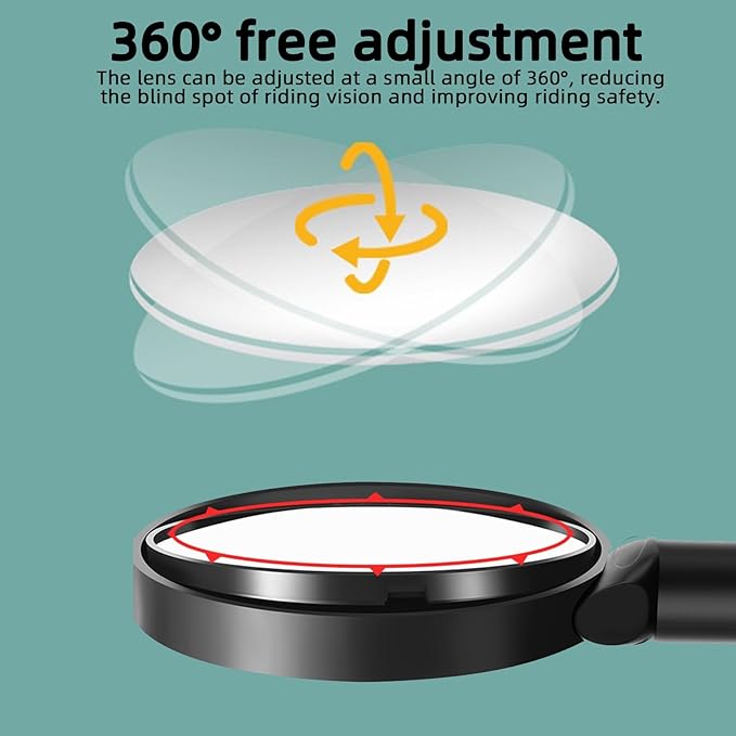 Bike Mirror With Bike Bell 360° Adjustable HD Convex Handlebar Mirror Anti-Scratch Riding Mirrors (2* Mirror + 1* Bell)