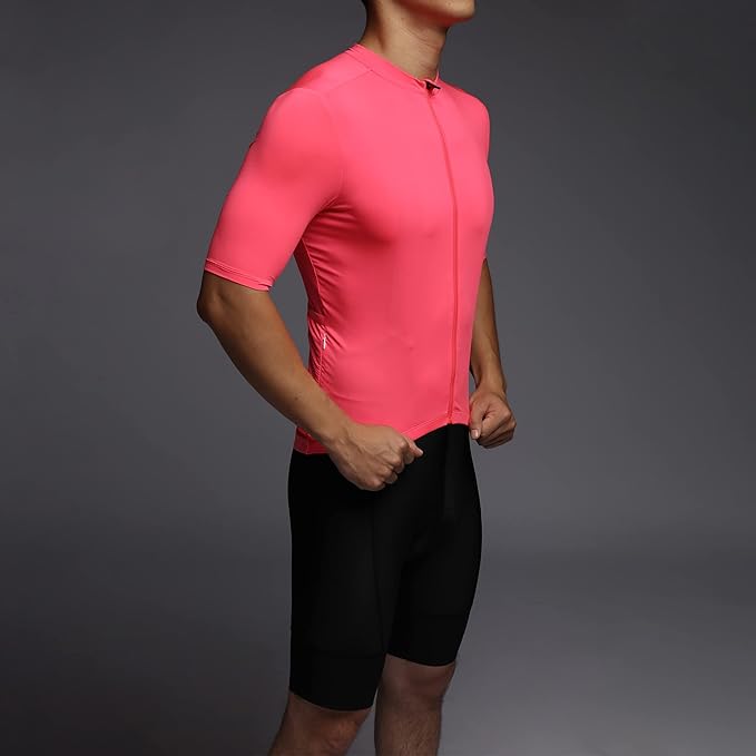 Men's Cycling Jersey Zipper Pocket Short Sleeve Lightweight Aero Race Fit Bike Jersey, UPF 50+ Biking Cycling Shirt