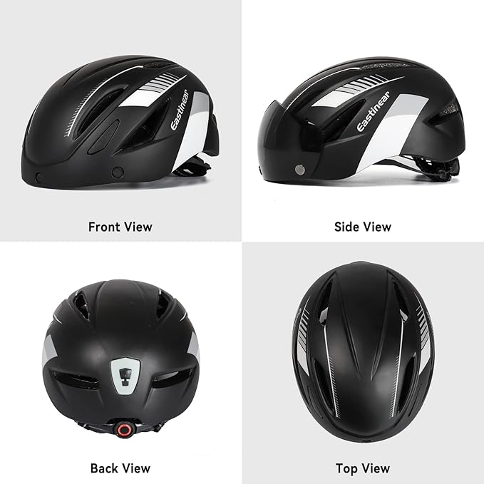 EASTINEAR Adults Bike Helmet Magnetic Goggle Cycling Helmet with USB Rechargeable Taillight for Men Women Mountain & Road Bicycle Helmet Magnetic Shield