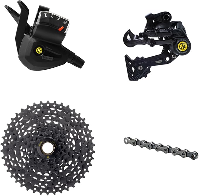 Box Four 8 Speed Multi Shift Non E-Bike and Single Shift E-Bike Cycling Groupset with Rear Derailleur, Shifters, Cassette, Chain, Shift Housing Kit Components Mountain Bike Drivetrain Upgrade