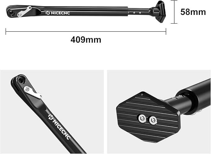 NICECNC Adjustable Dirt Bike Kickstand/Motorcycle Side Stand Aluminum Compatible with Sherco 125 250 300 450 500 SE-R/SEF-R 2012-2024, Black