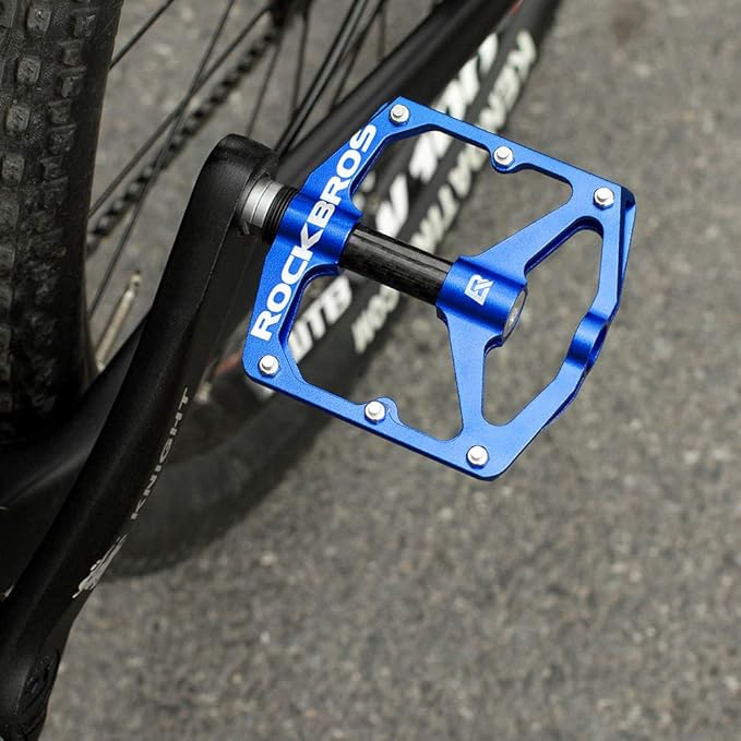 Rock BROS Mountain Bike Pedals Flat Bicycle Pedals 9/16 Lightweight Road Bike Pedals Carbon Fiber Sealed Bearing Flat Pedals for MTB