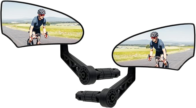 2PCS Bike Mirror for Handlebar Mount, HD Glass Bicycle Mirrors, Adjustable Bar End Rear View Mirror, Scratch Resistant Bike Mirror for E-bike, City Bikes (Left&Right 0.59-0.78")