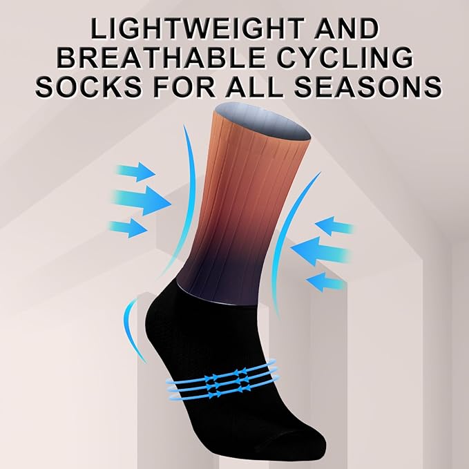 Cycling Socks Athletic Crew Socks Breathable Cushioned Compression Running Hiking Socks For Mens Womens
