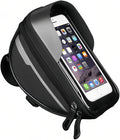 O'rengela Bike Phone Holder Bag Waterproof Bike Phone Mount Bag Bike Accessories EVA Hard Shell Bike Phone Pouch with Rain Cover Compatible with iPhone,Phones Below 6.5" (Black)