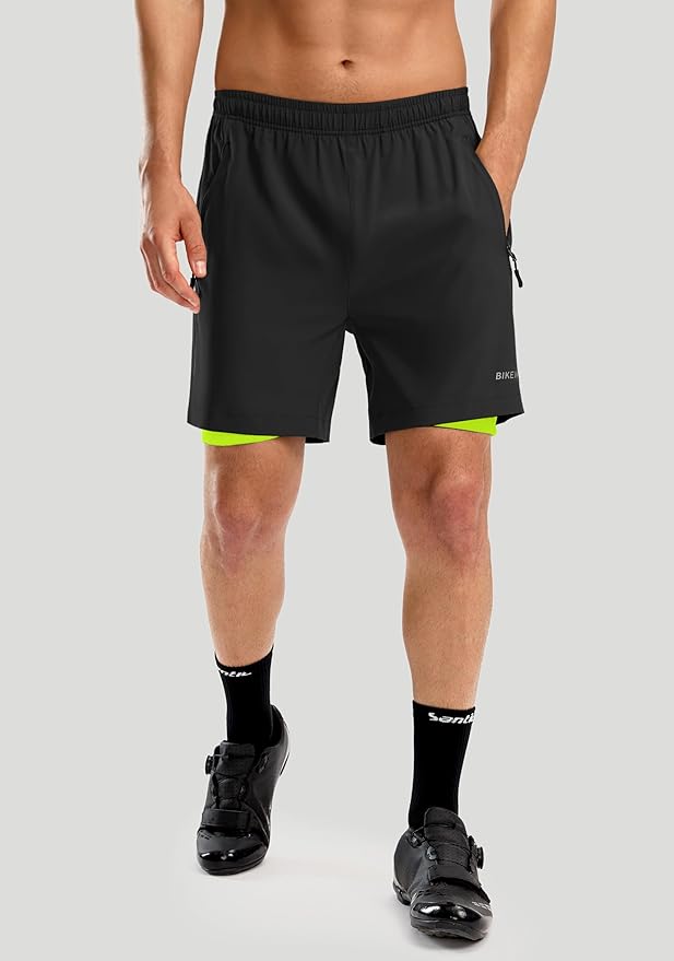 Bikewa Men's Mountain Bike Shorts 3D Padded Loose-fit Riding Biking Cycling Bicycle Biker Shorts for Men Zipper Pockets