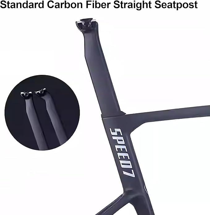 46/49/52/54/56/58cm Road Bike Frameset 700C Carbon Fibre Frame Frame 12x142mm Thru Axle Disc Brake Quick Release Frame(420x100mm,56cm)