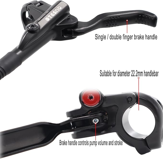 MTB Hydraulic Disc Brakes Set Left Front 800mm Right Rear 1400mm with 160mm Rotors,Aluminum Oil Pressure Calipers Levers for Mountain bike E-Bike Fat Bike Road Bike