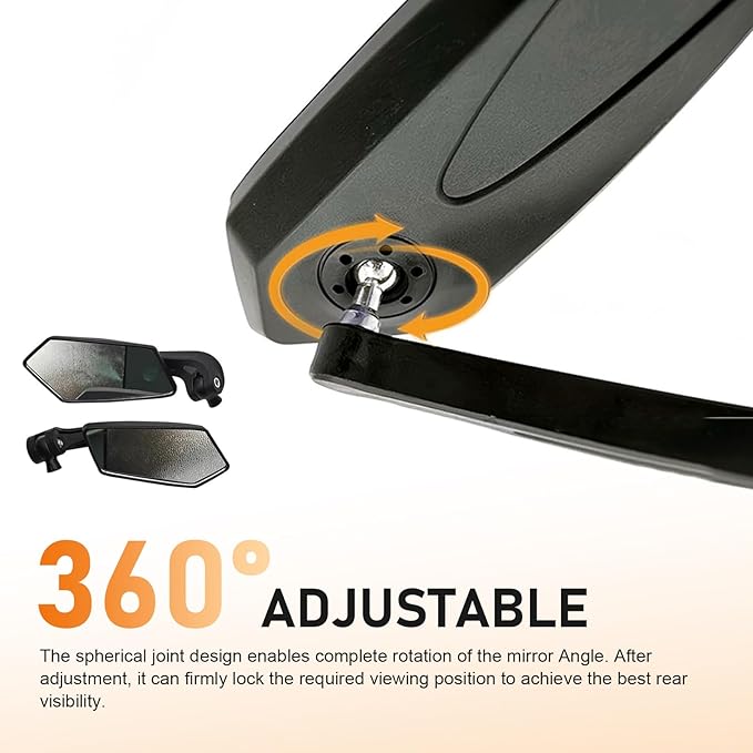 2 PCS Universal Motorcycle Rear View Mirrors with Installation Bolts, Convex Handlebar Mount Side Mirror Compatible with Scooter, ATV, Dirt Bike and Cruiser (Black)