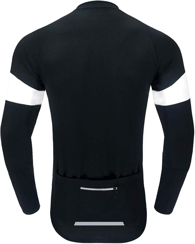 Dooy Men's Cycling Bike Jersey Long Sleeve Full Zipper Biking Shirt with 3 Rear Pockets, Breathable MTB Shirts Basic Series