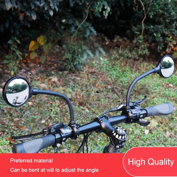 Bike Mirror, Bicycle Rear View Handlebar Mirrors Wide Angle Acrylic Convex Safety Adjustable Rotatable Scratch Resistant Shockproof Aluminum Tube Bike Mirrors for Mountain/Kids/Ebike Bikes （1 piece）
