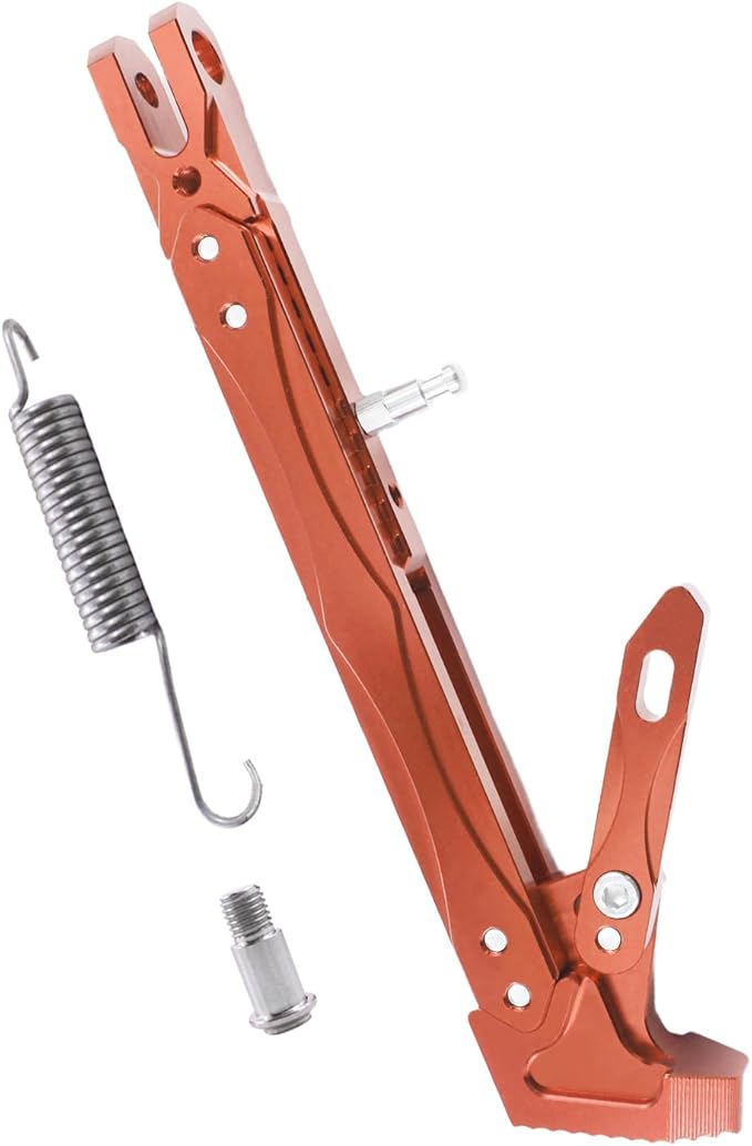 Universal Lengthened Adjustable Long Kickstand CNC Aluminum Alloy Motorcycle Long Kickstand Accessories Motor Modified Tripod Holder Kickstand Foot Side Support Stand Dit Pit Bike (Orange)