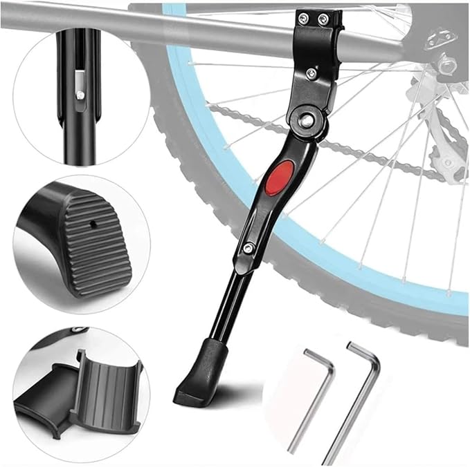 Side Stand Kickstand Adjustable Bike Kickstand Aluminum Rear Side Bicycle Stand for Bike 22"-27" Bicycle Foot Support