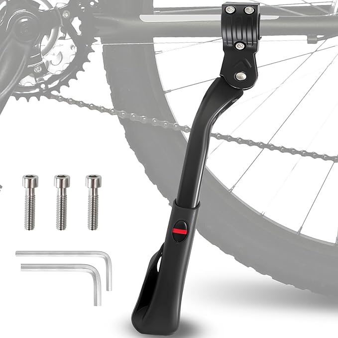 Bike Kickstand for Adult Bike,Adjustable Heavy Duty Rear Mount Aluminum Alloy Bicycle Kickstand for 24-29 inch EBike,Mountain Bike,Fat Tire Bike,Motorcycle