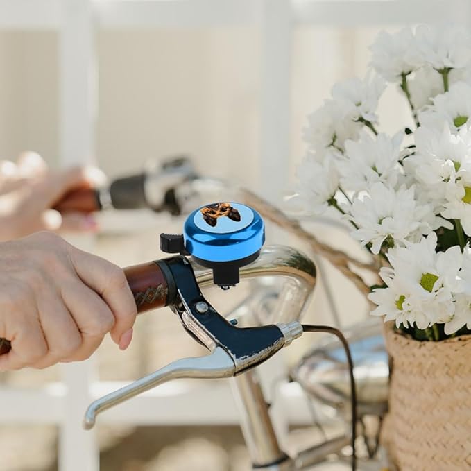 WIRESTER Blue Aluminum Round Bike Bell, Classic Ring Bicycle Bell, Bike Accessories Bell Ring for Adults Kids Girls Boys