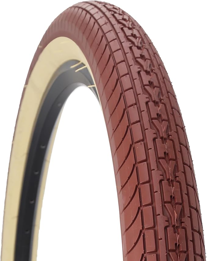 SIMEIQI 26x2.35 20x2.35 Inch Cruiser Beach Bike Tire Black White Wall or Brown Cream Wall Folding Replacement Bicycle Tire for Hybrid City Commuter Trail