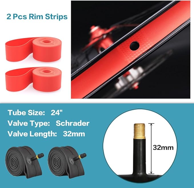 SIMEIQI 2 Pack 24/26/27.5x1.95 26x2.1 29x2.125 Inch Anti-Puncture Tires for Mountain Bike and Tubes Folding Replacement Bicycle Tyres for Hybrid Trails Commuter City Road