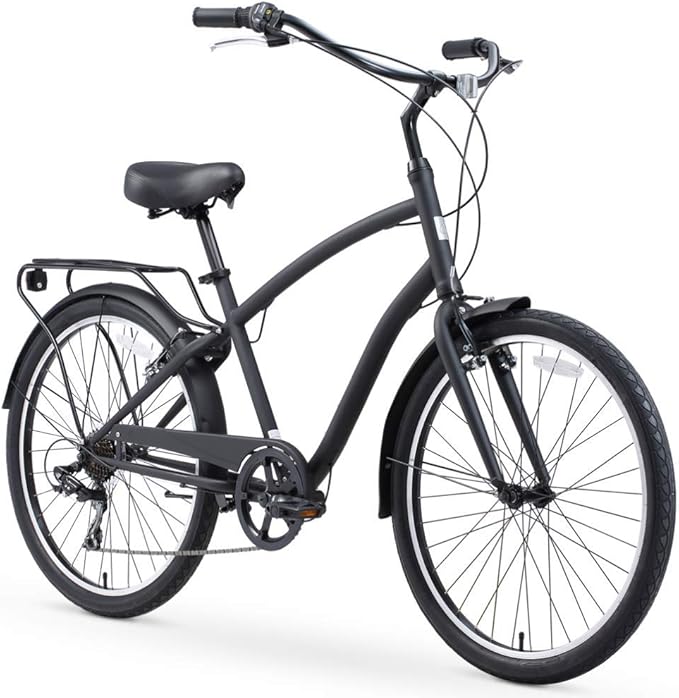 sixthreezero EVRYjourney Men's Steel Beach Cruiser Bike, Hybrid Bicycle with Rear Rack and Fenders, 26-Inch Wheels, Multiple Speed Options and Color Options