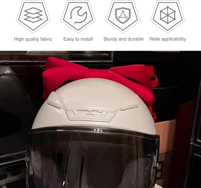 Large Bow Helmet Accessory, Cute Beautiful Bow Helmet Accessory, Suction Cup Waterproof Fade-Resistant Ornament for Women, Universal for Most Motorcycle Helmets