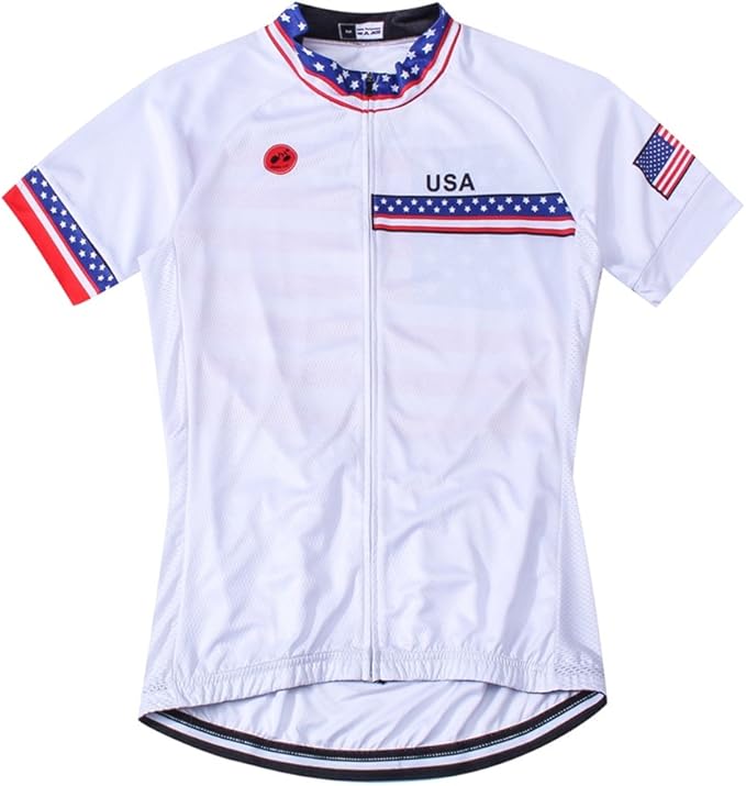 Weimostar Men's USA Cycling Jersey Short Sleeve Biking Shirts Breathable with Pockets