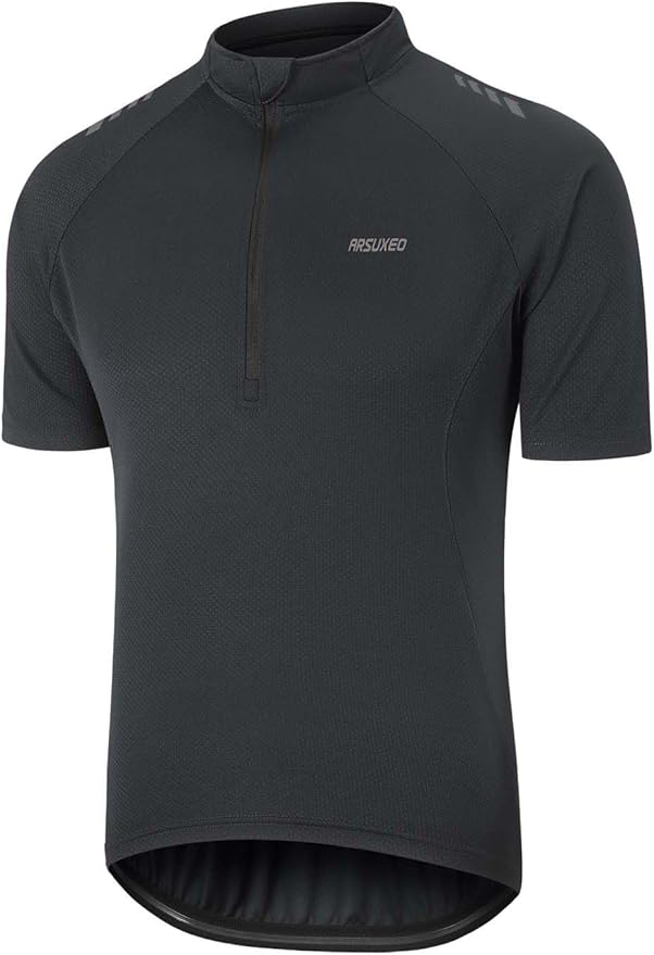 ARSUXEO 1/2 Zipper Cycling Jersey Men Short Sleeves Bike Shirts for Men Biking Bicycle Road Bike Jerseys