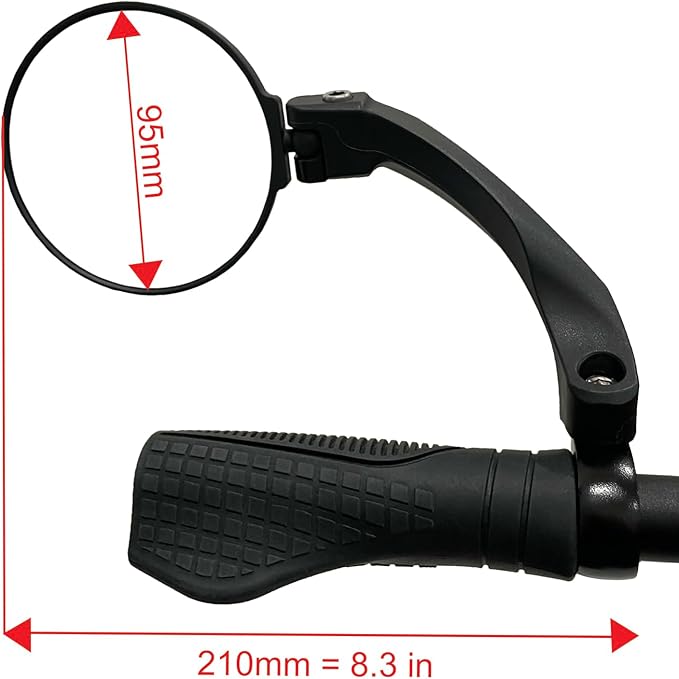 Hafny NEW Handlebar E-Bike Mirror, Round Large Surface, HD Automotive Grade Glass Bicycle Mirror, Safe Blast-Resistance Cycling Mirror, HF-M958-FR01